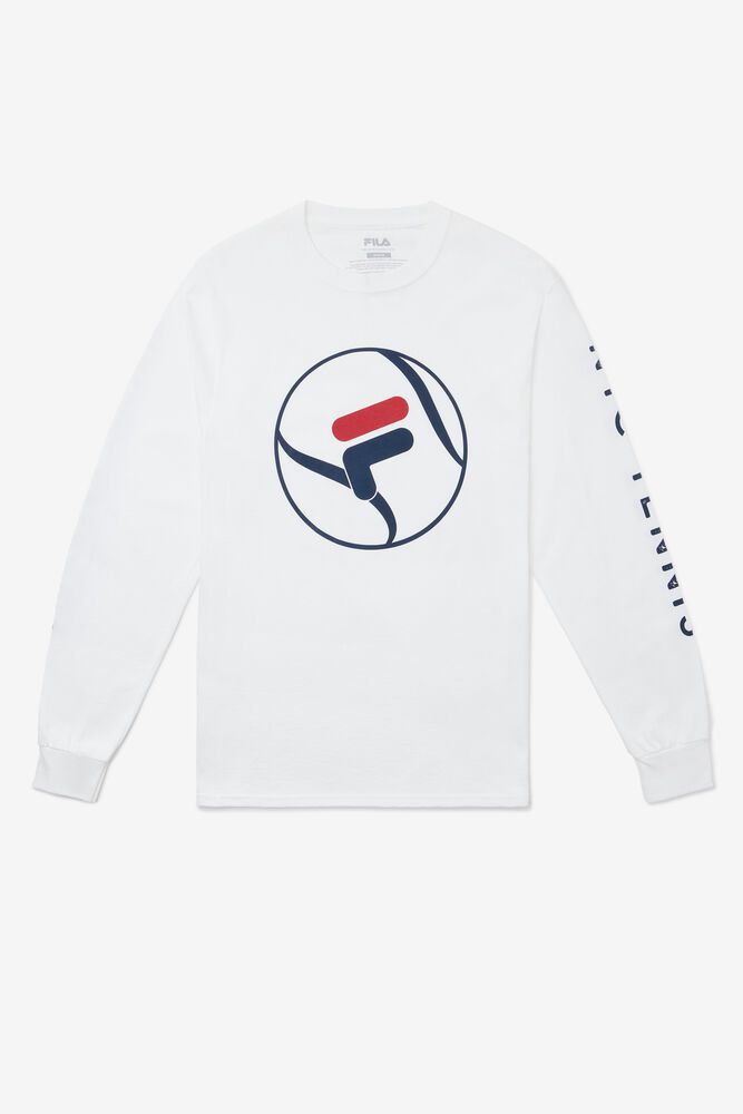 Fila Nyc Long Sleeve Tennis T-Shirt White - Mens - 31809KYWE